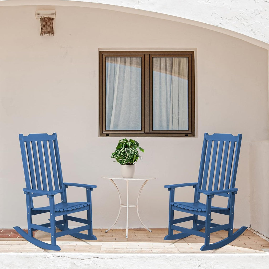 Outdoor Rocking Chair, Oversized All Weather High Back Porch Rocker, Patio Rockers for Outside