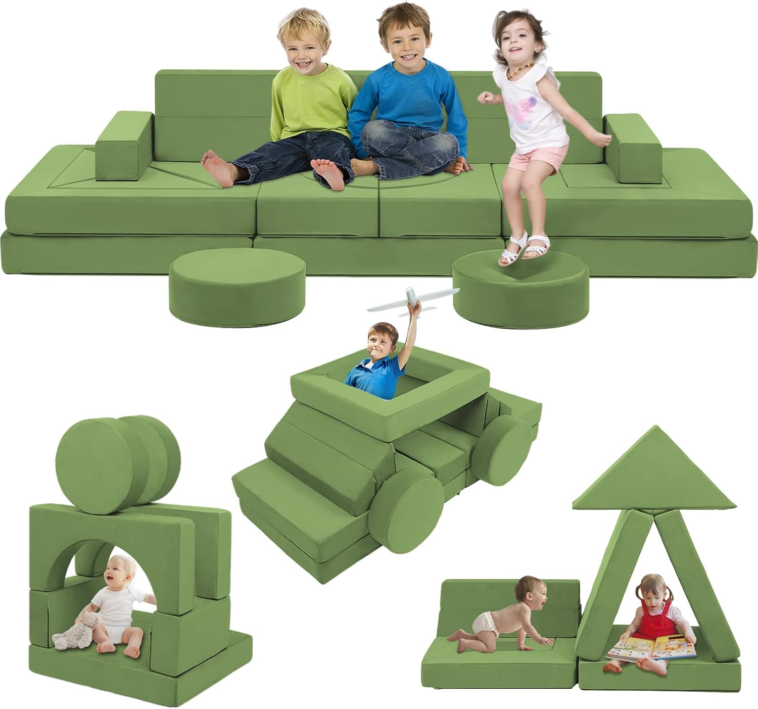 Edbuosy 22Pcs Modular Kids Play Couch - Kids Couch for Playroom Bedroom Living Rooms Toddler Sofa for Inspiring Child Creativity，Children Convertible Foam Sofa