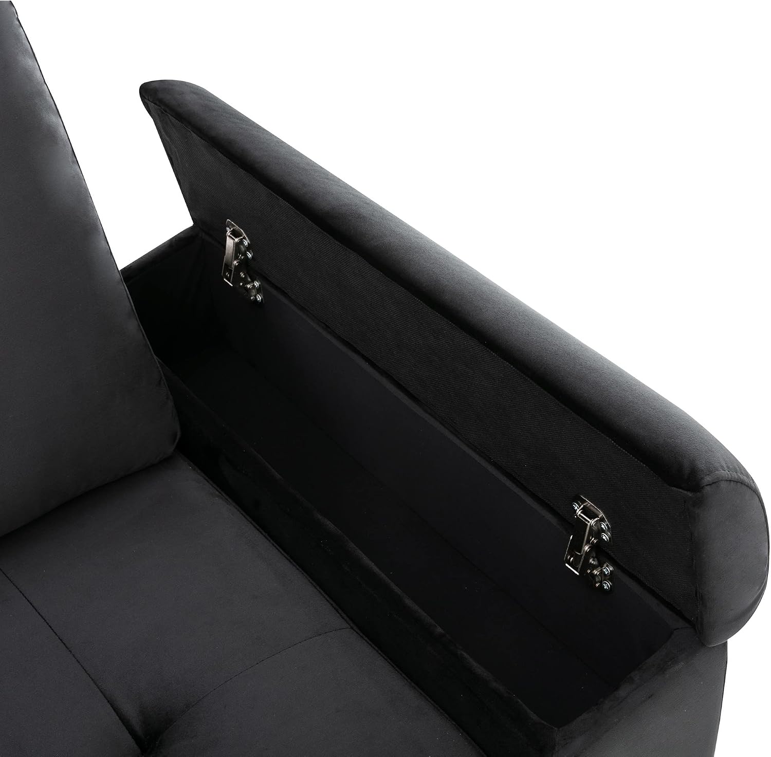 LUMISOL 87.4' Convertible Sleeper Sofa Bed with Storage Ottoman, L-Shaped Sectional Sofa with Storage Arm & Charging Stations, Pull Out Sofa Couch with Chaise for Living Room, Black