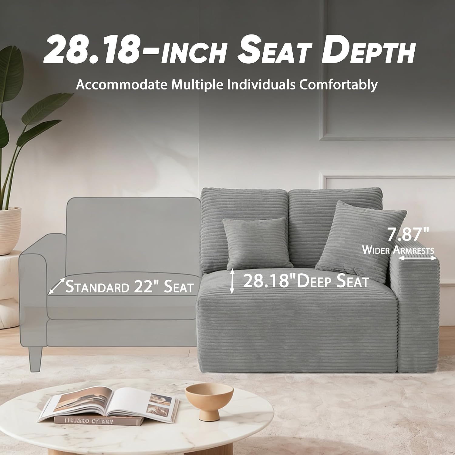 Homall Sectional Couches for Living Room, Modern Boneless Couch with Deep Seat, Upholstered Cloud Sofa, No Assembly Required (Grey, L Shaped Sofa)