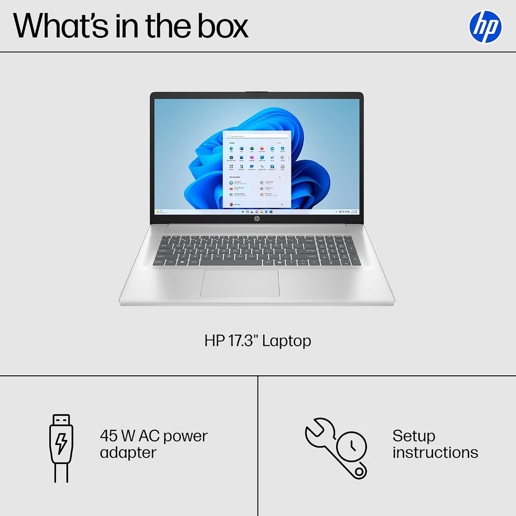 HP 2025 Touchscreen Laptop, 17.3' HD+ 250nit, AMD Ryzen 5 7430U(Up to 4.3 GHz), Radeon Graphics, 32 GB RAM, 1 TB SSD, Copilot-Ai Chat, Wi-Fi6, Long Battery Life, AI Noise, Windows11 Pro, w/Accessories