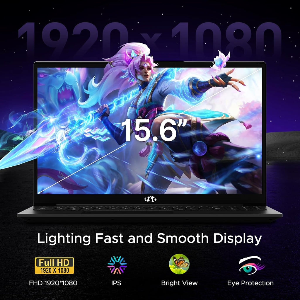 NIMO 15.6' IPS FHD-Gaming-Laptop,AMD Ryzen 5 6600H 16GB DDR5 RAM 512GB SSD (Beat i5-1335U, 6 Cores Up to 4.5GHz) AMD Radeon 660M GPU-Computer with 100W Type-C Backlit Keyboard Fingerprint