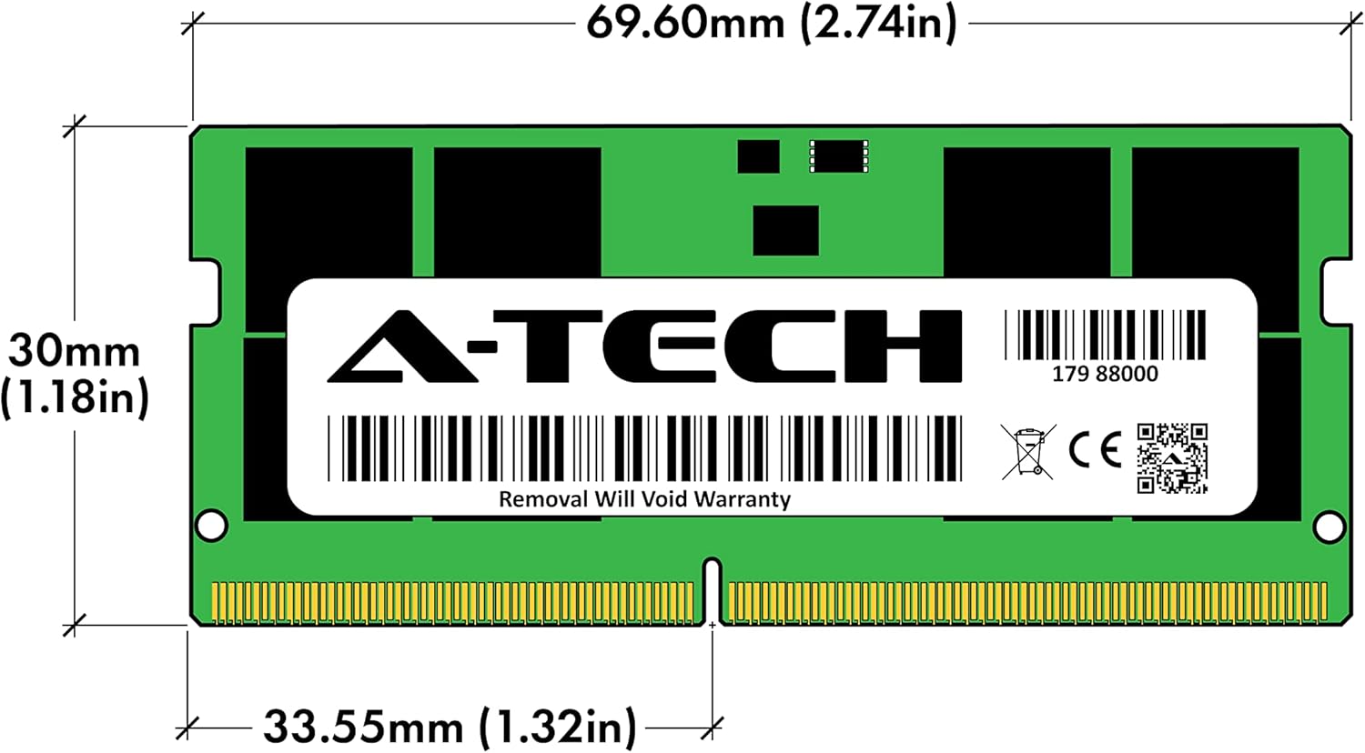 A-Tech 64GB Kit (2x32GB) RAM for ASUS ROG Strix G18 (2025) G815, G815LW, G815LR, G815LP, G815JPR Gaming Laptop | DDR5 5600MHz PC5-44800 SODIMM 2Rx8 1.1V 262-Pin Non-ECC SO-DIMM Memory Upgrade