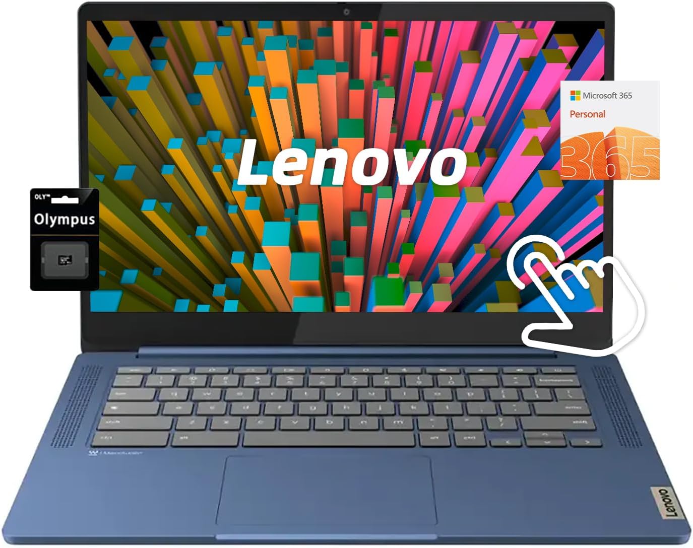 Lenovo Chromebook 14' FHD Touchscreen, 8 Core MediaTek Kompanio 520, 4GB LPDDR4X, 320GB Storage (64GB eMMC+256GB Card), Microsoft 365, Business & Student Laptop, Webcam, WiFi 6, Chrome OS, Blue