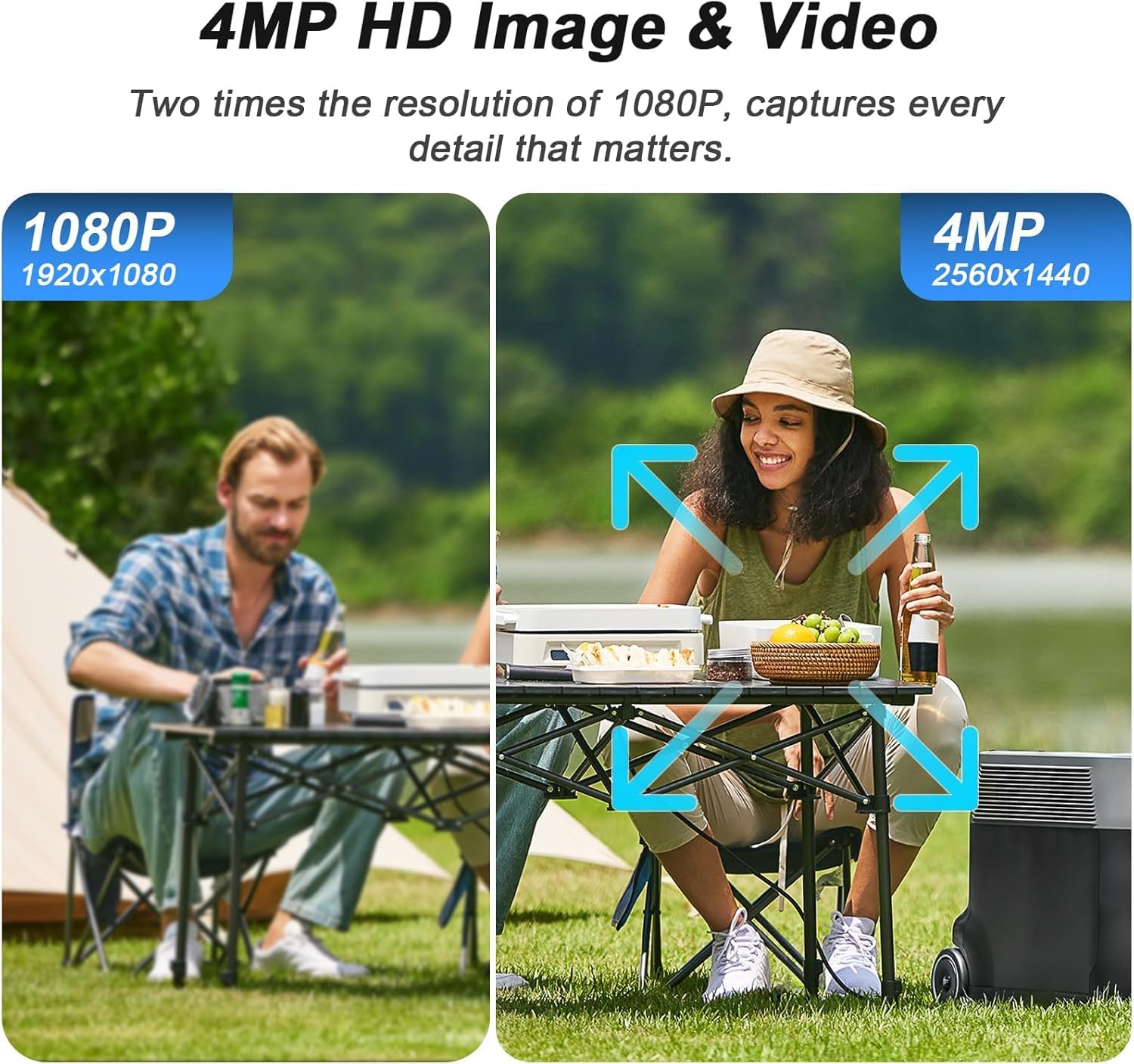 SANSCO 2K Dual Lens Solar Security Camera Wireless Outdoor, 2.4G & 5G WiFi, 360° PTZ Home Security Camera, 100% Wired Free, Spotlight Color Night Vision, 2-Way Audio, PIR Motion Detection (4 Pack)