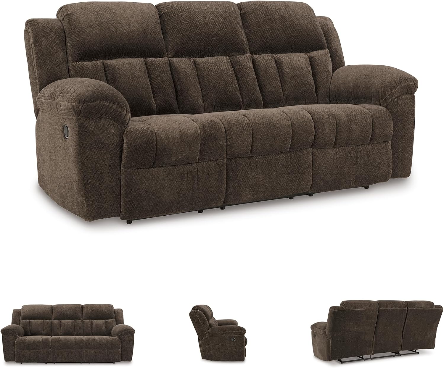 Signature Design by Ashley Frohn Modern Manual Reclining Sofa, Dark Brown