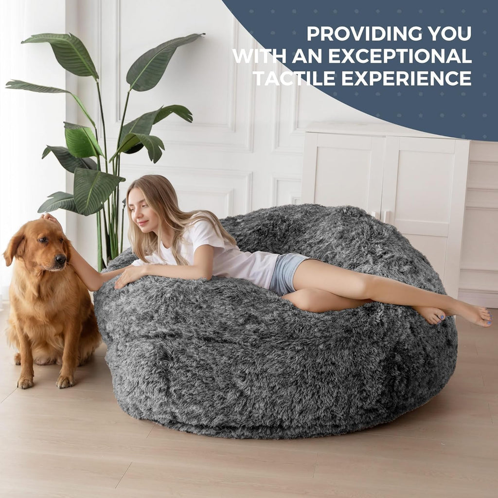 MAXYOYO Giant Bean Bag Chair Bed for Adults, Convertible Beanbag Folds from Lazy Chair to Floor Mattress Bed, Large Floor Sofa Couch, High-Density Foam Filling