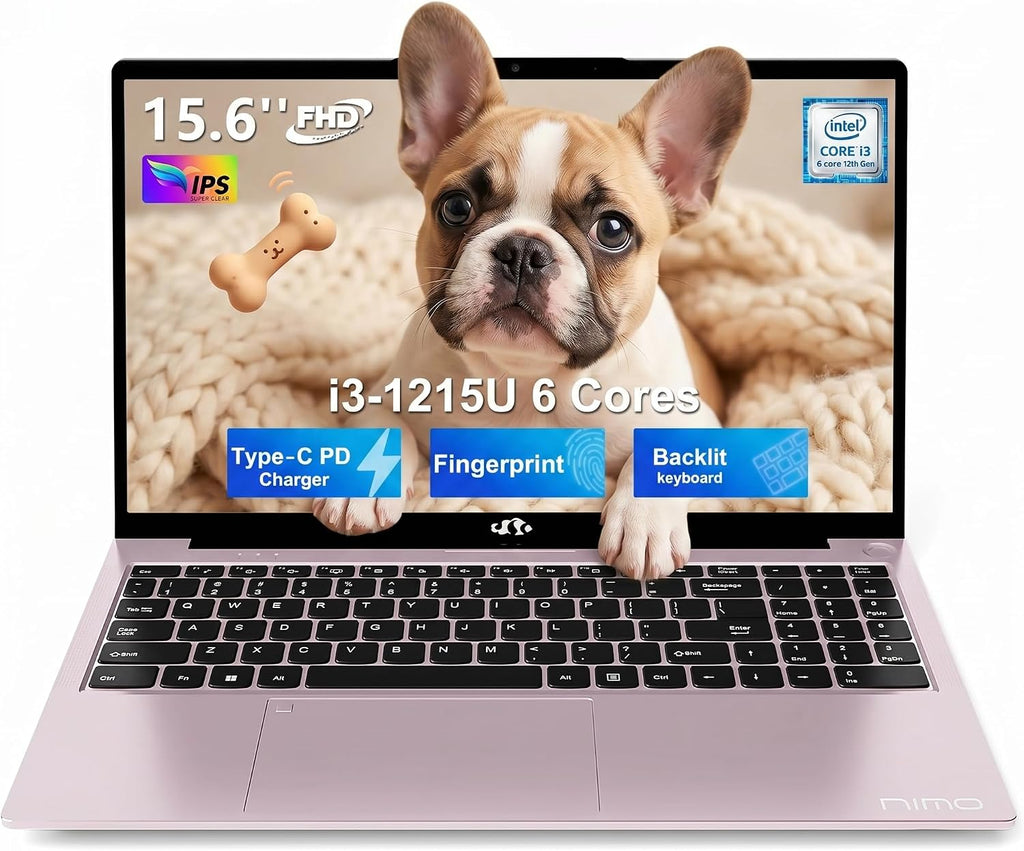 NIMO 15.6' FHD IPS Laptop, Core i3-1215U(Beats i5-1135G7, Matches i7-1165G7), 8GB RAM 256GB SSD, Backlit Keyboard, Fingerprint Reader, WiFi 6, Thin & Lightweight Laptop for Students, Home & Business