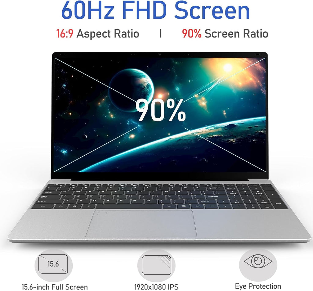 Laptop Computers,15.6' IPS 1080P Screen,N5095 Processor 4C 4T Up to 2.9Ghz 8GB RAM 512GB SSD, Laptops with Fingerprint Recognition Backlit Keyboard,WiFi, USB-C(Data),USB 3.0, Webcam, HDMI
