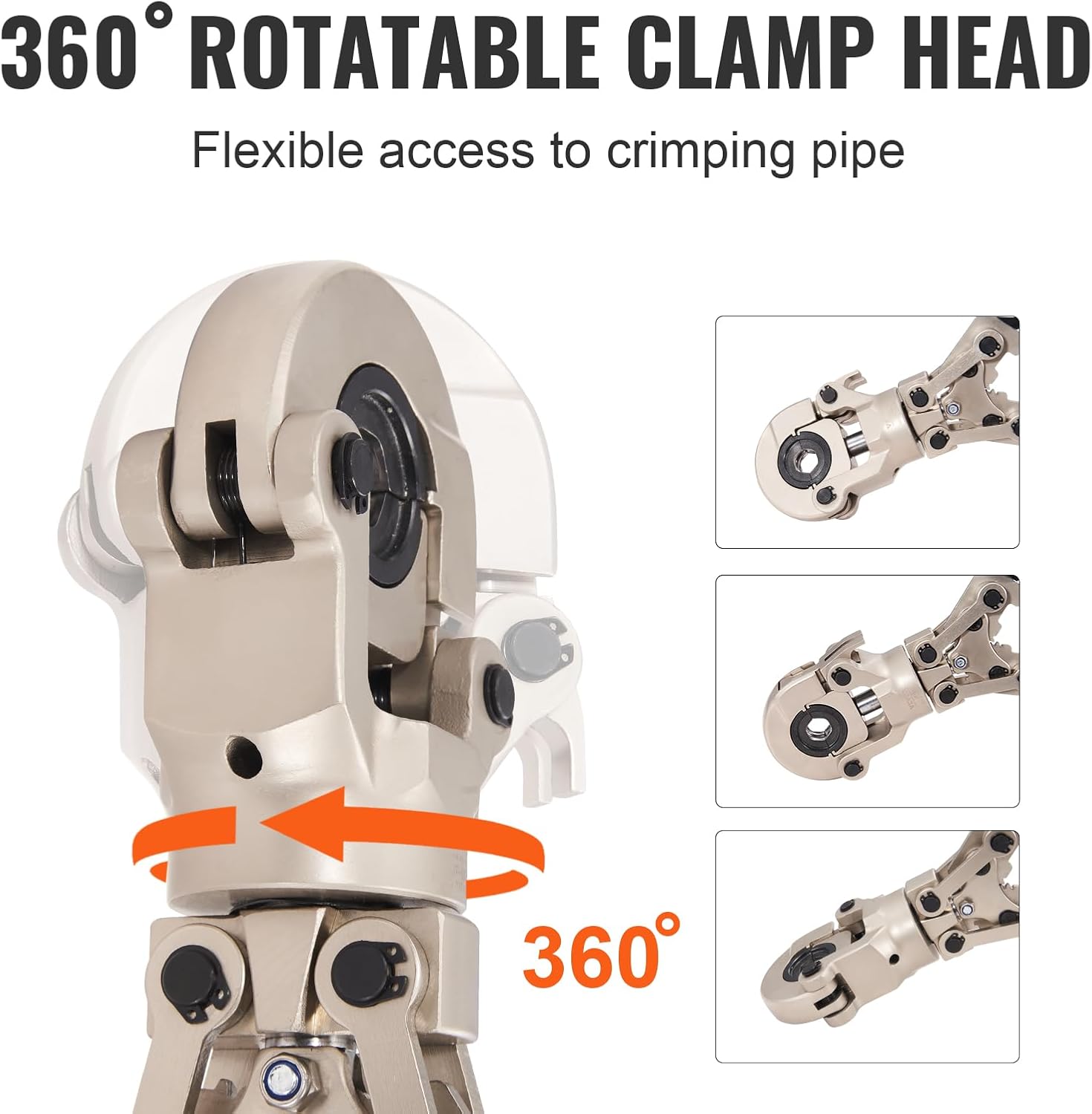 VEVOR Copper Press Tool Tube Fittings Crimping Kit, 360° Rotatable Press Crimper Tool with 1/2', 3/4', 1' Quick Change Jaws, Locking Pin & Extendable Handle, Meet ASTM B88 and B75 Standard