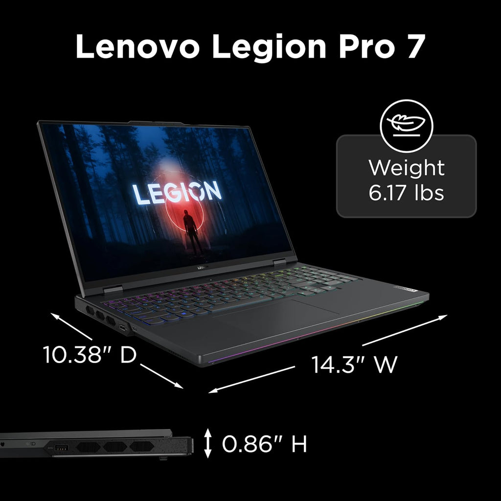 Lenovo Legion Pro 7 Gaming Laptop, NVIDIA® GeForce RTX™ 4080 12GB GDDR6, 16' WQXGA Display, AMD Ryzen 9 7945HX, 32GB RAM, 1TB SSD, 2560x1600 px, Windows 11, Onyx Grey