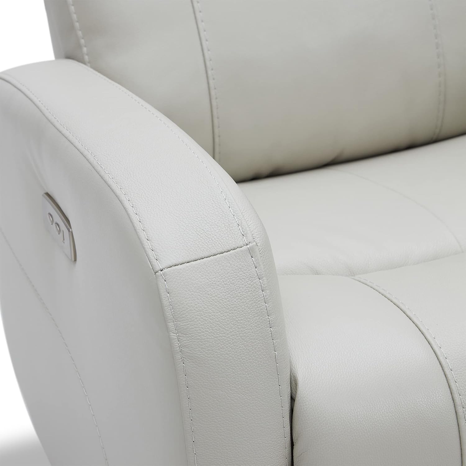 CHITA Genuine Leather Power Swivel Glider Recliner Chair for Adults, FSC Certified Electric Nursery Rocker Recliner Chair for Living Room, Light Grey