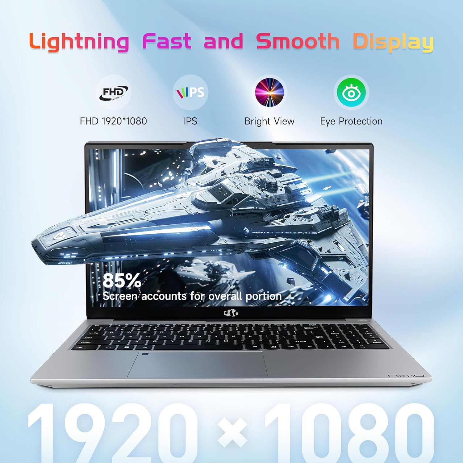 NIMO 15.6' IPS FHD-Student-Laptop, Intel Pentium Quad Core N100 16GB RAM 512GB SSD (Beat i3-1115G4, Up to 3.4GHz) Computer with Backlit Keyboard Fingerprint GaN Type C WiFi 6 BT5.2 Win 11