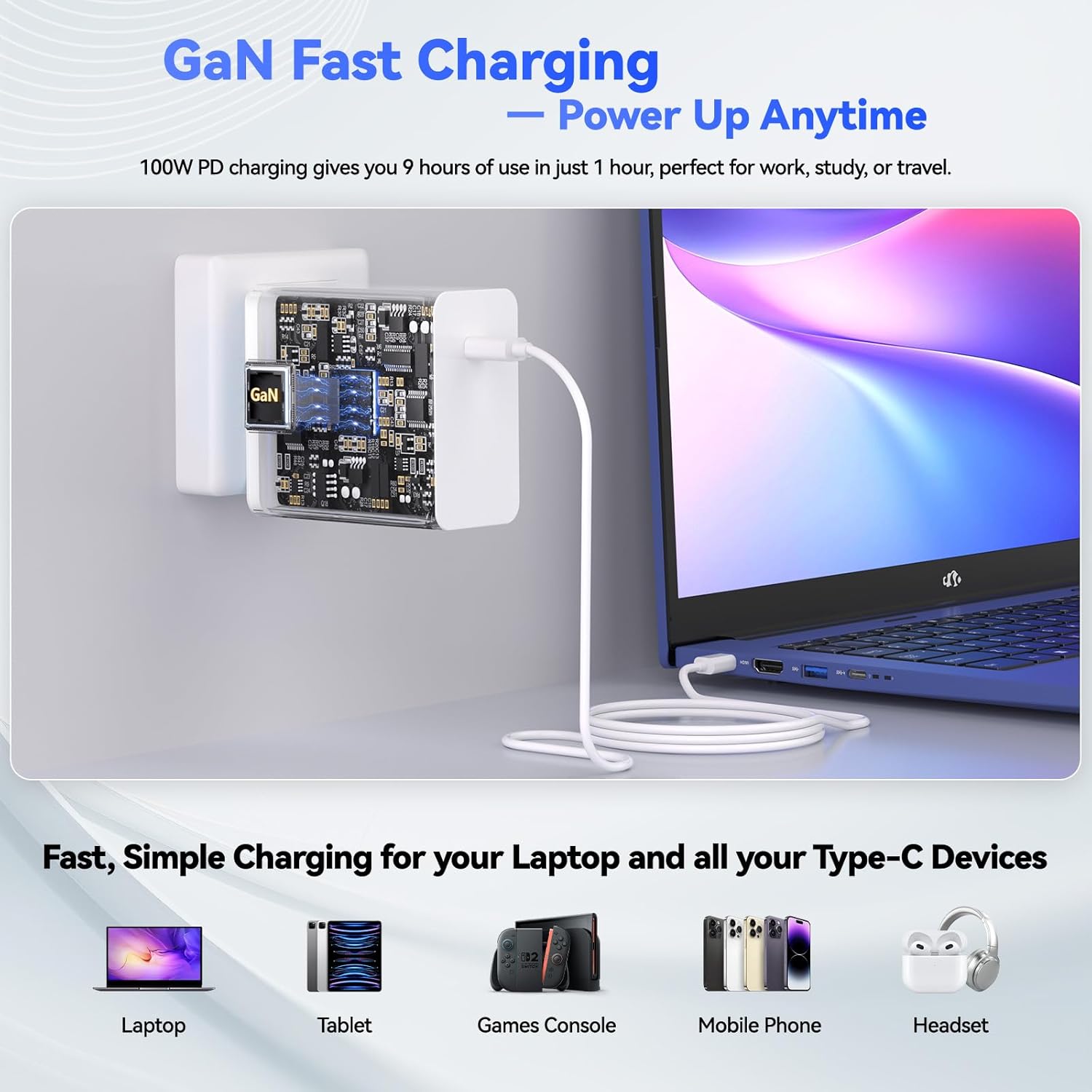 NIMO 17.3-Laptop, AMD Ryzen 7 7735HS (8C/16T) Radeon 680M, 16GB DDR5 RAM 1TB SSD, 100W PD Type-C Fast Charging, Wi-Fi 6E BT 5.2, Fingerprint Unlock, Backlit Keyboard for Business Student Light Gaming