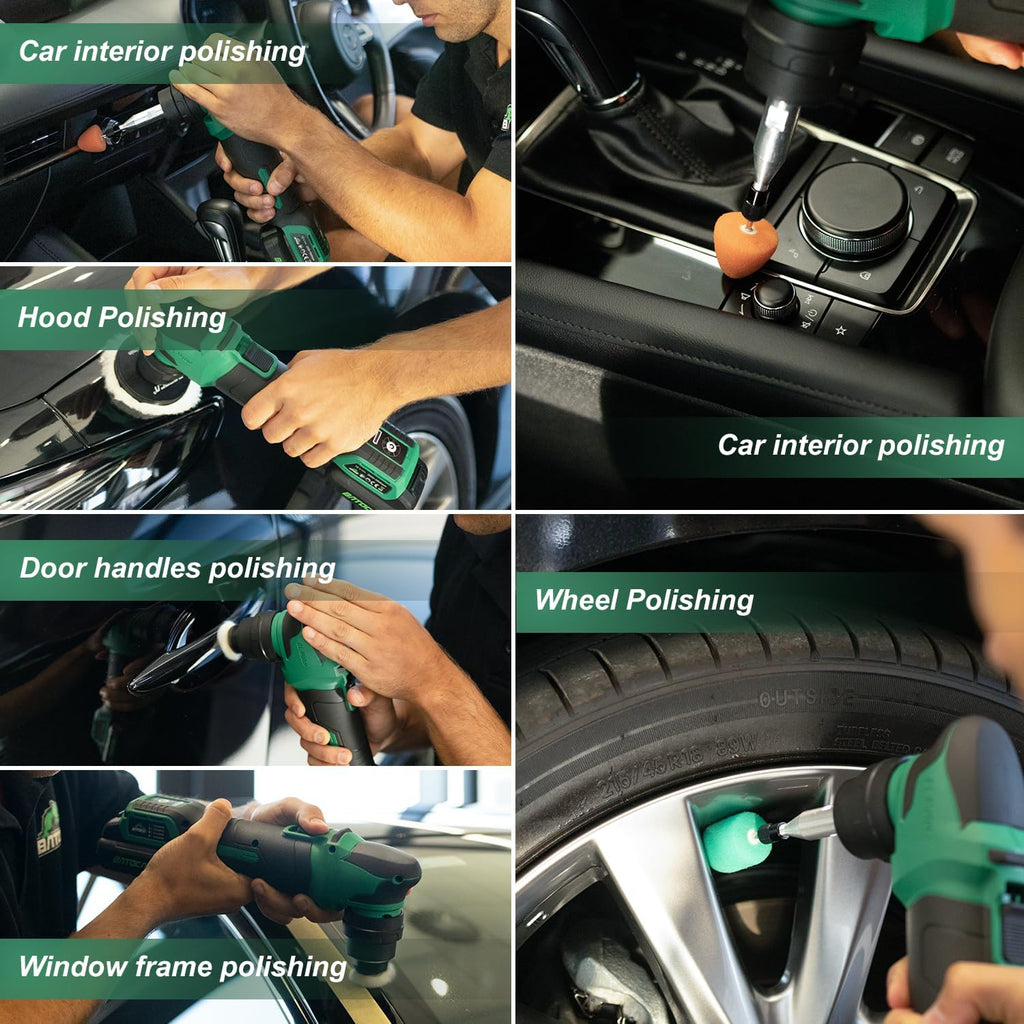 BATOCA S4 Cordless Multi-Polisher-Set, with 2Pcs 12V 2.5Ah Batteries, RO&DA Car Buffer Polisher, 1&3inch Mini Brushless Polisher for Car Detailing, Complete Accessories Kit