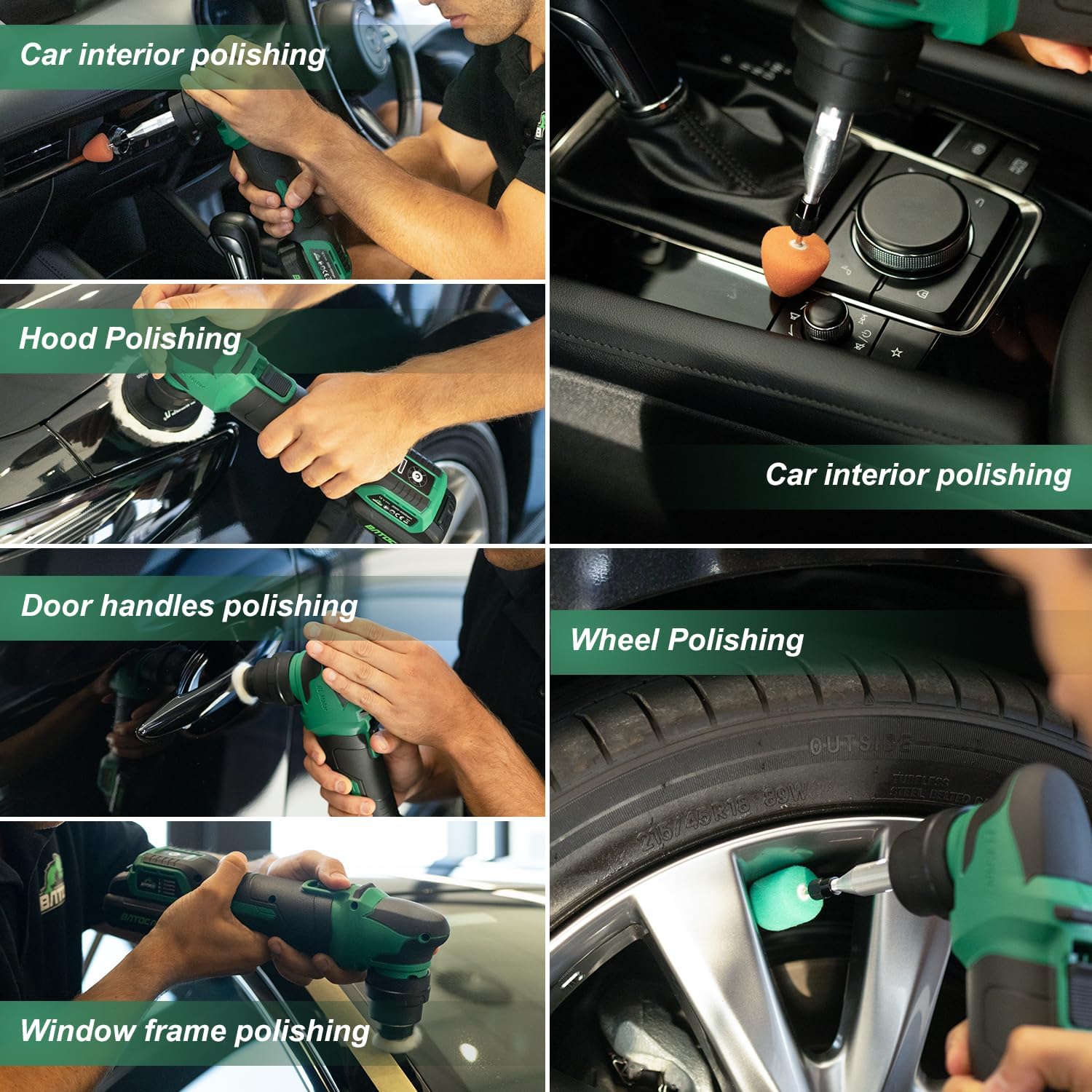 BATOCA S4 Cordless Multi-Polisher-Set, with 2Pcs 12V 2.5Ah Batteries, RO&DA Car Buffer Polisher, 1&3inch Mini Brushless Polisher for Car Detailing, Complete Accessories Kit
