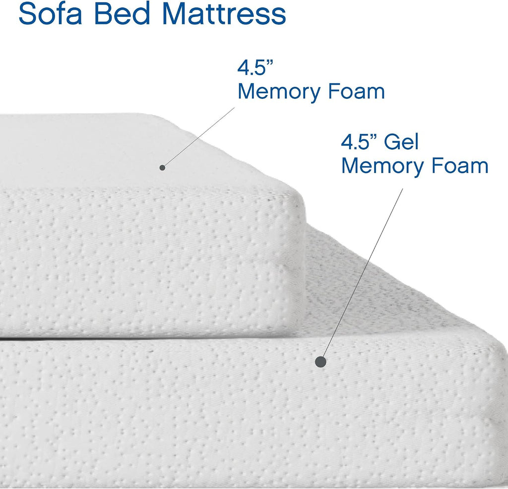 Vibe Gel Memory Foam Sofa Bed Mattress| Replacement Mattress for Queen Size Sleeper Sofa and Couch Beds, White