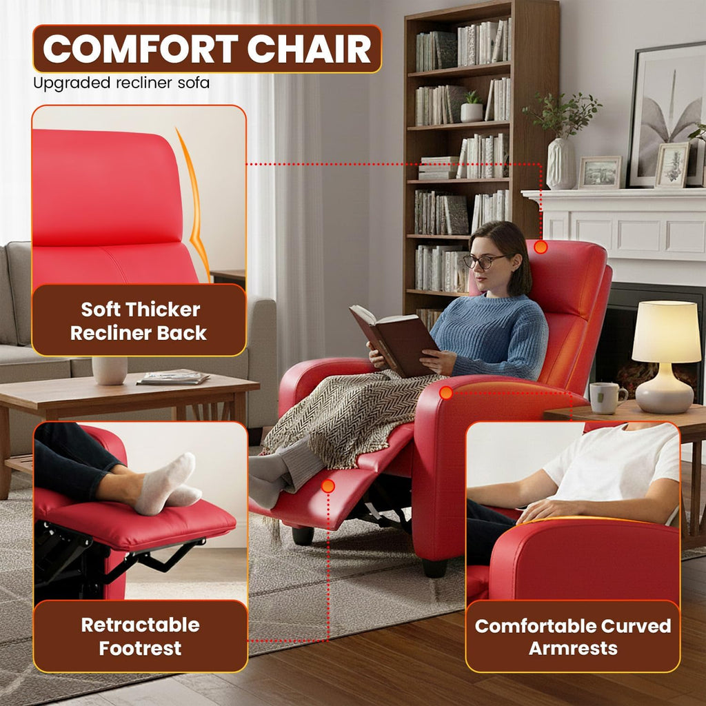 FDW Recliner Chair for Living Room Home Theater Seating Single Reclining Sofa Lounge Reading with Padded Seat Backrest