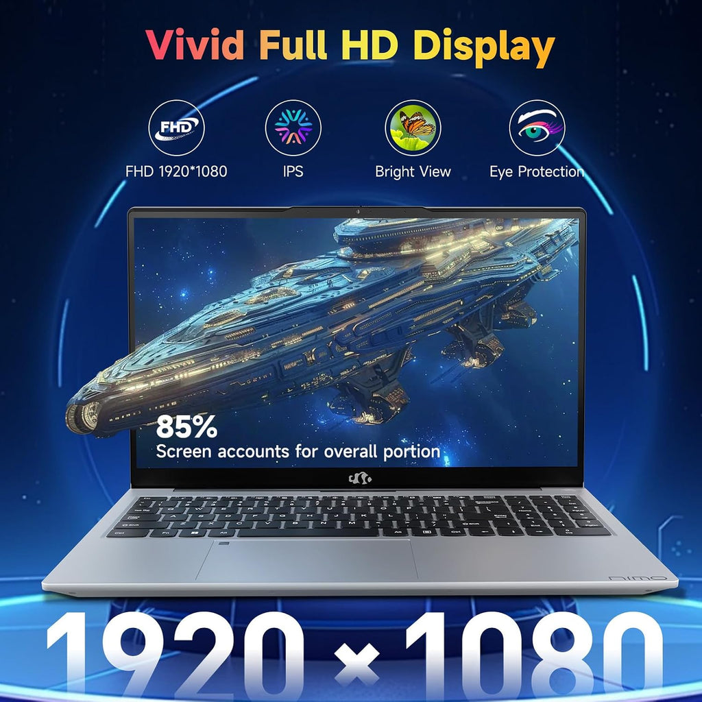 NIMO 15.6' IPS FHD-Laptop, 32GB RAM 1TB SSD AMD Ryzen 5(Beat i3 1215U 4 Cores Up to 3.7GHz) Student Laptops, Business Computer with Backlit Keyboard Fingerprint 2 Years Warranty Wi-Fi 5 BT5.2 Numpad