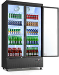 VEVOR Commercial Merchandiser Refrigerator, 29.3 Cu.Ft / 830L Upright Beverage Cooler, 2 Glass Door Display Refrigerator with 8 Adjustable Shelves, Soft LED Light & Casters for Bars Shops Supermarkets