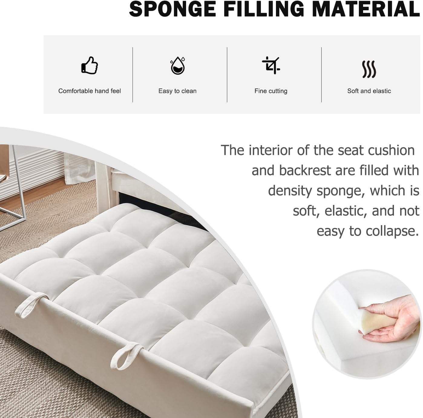 ECHINGLE Futon Sofa Bed, 3 in 1 Sleeper Sofa Couch Bed with Armrests, Storage Pockets and 2 Pillows, Adjustable Backrest, Sofa Bed Couch for Living Room, Bedroom, Office,Reading Room(Beige)