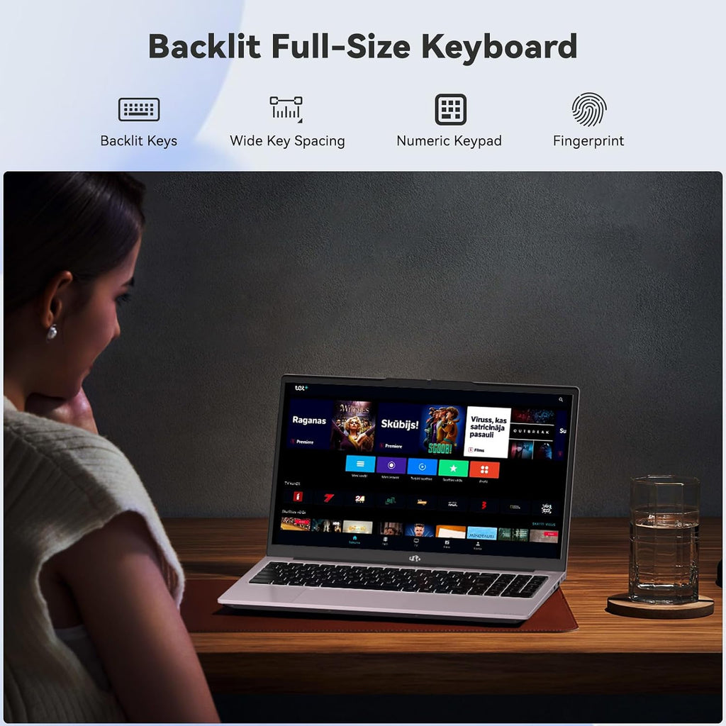 NIMO 15.6' FHD IPS Portable Laptop, Intel Core i3-1215U (Up to 4.4GHz, Beat R5 7520U), 8GB RAM 128GB SSD Work Computer, Backlit KB, Fingerprint, WiFi 6, 65W Type-C Fast Charge, 180° View, for Campus