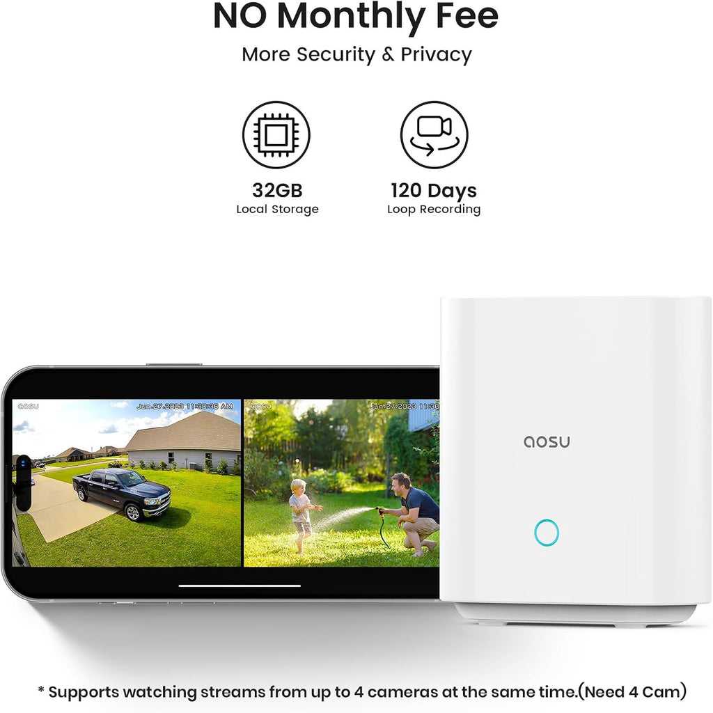 AOSU 2K Security Camera Indoor, Baby Monitor Pet Camera 2 Pack Security Cameras Outdoor Wireless, 2 Cam-Kit, No Subscription,