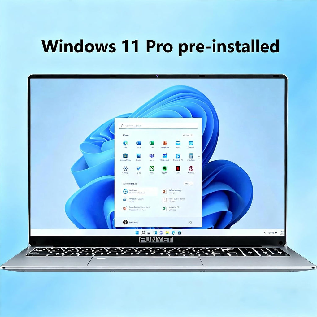FUNYET 2026 Gaming Laptop Computer Windows 11 Pro, 16 Inch Lap Top PC, 16GB RAM 512GB SSD, Intel 12th Gen N100 Processor(up to 3.4GHz), Backlit Keyboard, Fingerprint Unlock, Office 365, Business