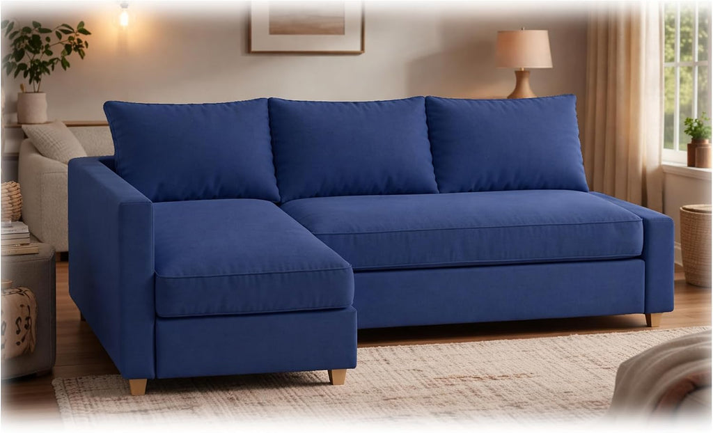 Durable Polyester Flax Friheten Sleeper Sofa Cover Replacement is Compatible with IKEA Friheten Sofa Bed, Or Corner, Or Sectional Slipcover. Sofa Cover Only (Polyester Blue Right Arm Longer)