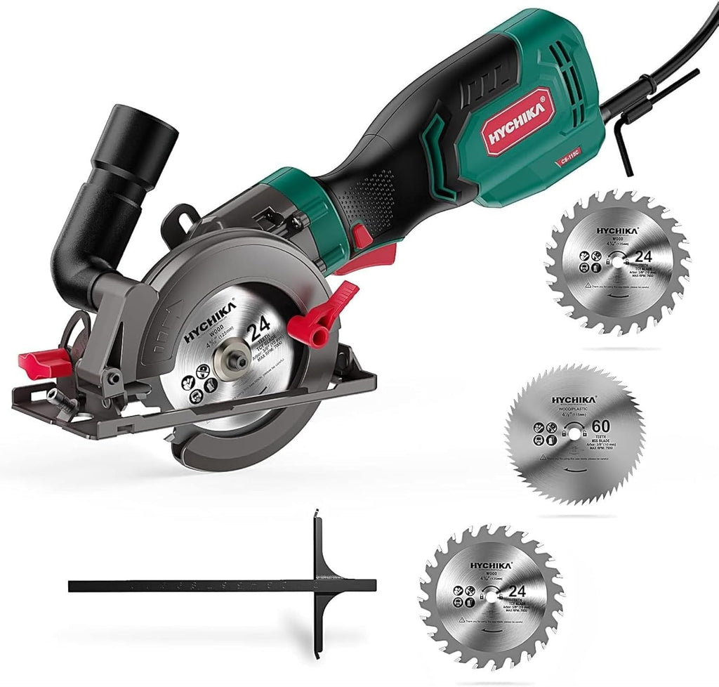 HYCHIKA Heat Gun,Orbital Sander 3.8Amp 450W,6.2A Mini Circular Saw,Reciprocating Saw,180W Rotary Tool,Paint Sprayer,50W LED Work Light,7-Tool Power Tool Combo Kit