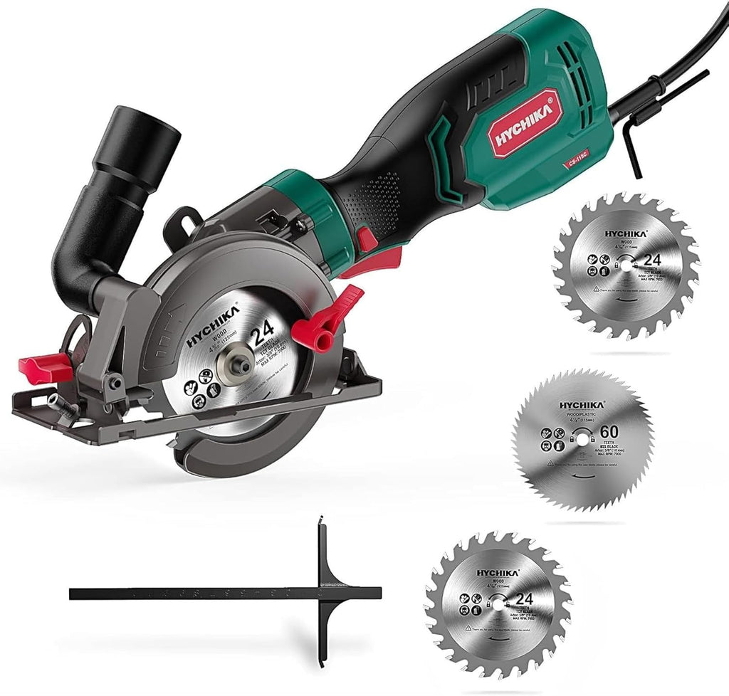 HYCHIKA Power Tool Combo Kit, 18 V Max Cordless Impact Wrench with 1/2 Impact Drivers,6.2A Mini Circular Saw with 3 Blades (4-1/2'),2-Tool Power Tool Set