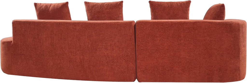 Christopher Knight Home Randa Upholstered Modern Sofa Couch, Boneless Cloud Sofa, Fully Assembled Long Sofa Chaise Lounge, Large Upholstered Couch, Orange