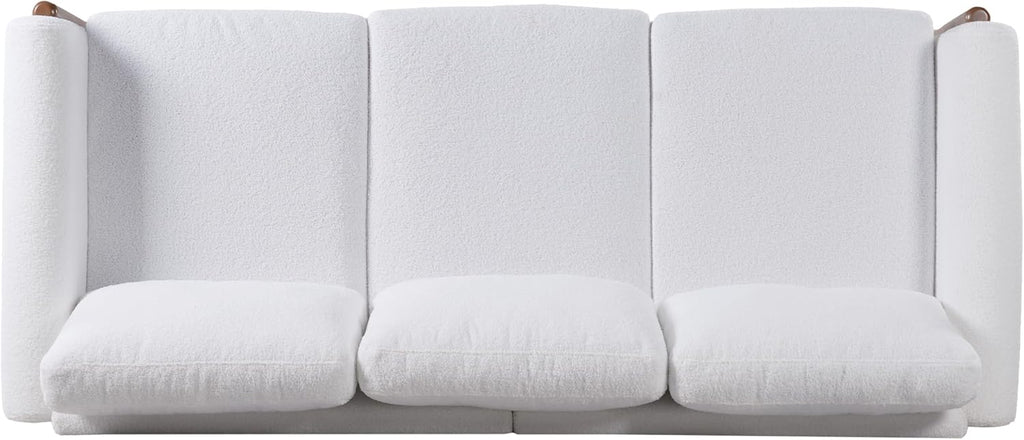 Christopher Knight Home Yadil Teddy Fleece Upholstered 3 Seater Sofa Couch, Wooden Home Sofa Living Room, Comfy Cloud Couch for Bedroom, Home Office, Cream White