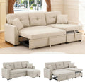 Sectional Sleeper Sofa with Pull Out Bed, L Shape Convertible Couch with Storage Chaise, Comfy Sleeper Couch, 2 in 1 Pull Out Sofa Bed with 2 Seats, for Living Room, Apartment, Beige