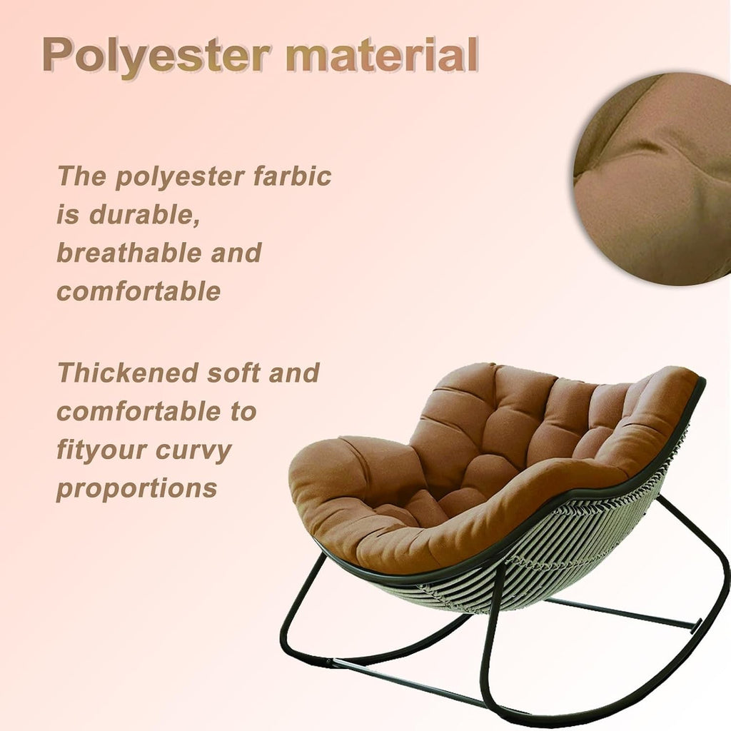 Indoor Outdoor Papasan Rocking Chair Cushion, Oversized Rattan Royal Rocking Chair Cushion, Thicken Egg Chair Cushion for Garden Lawn Balcony (Only Cushion)