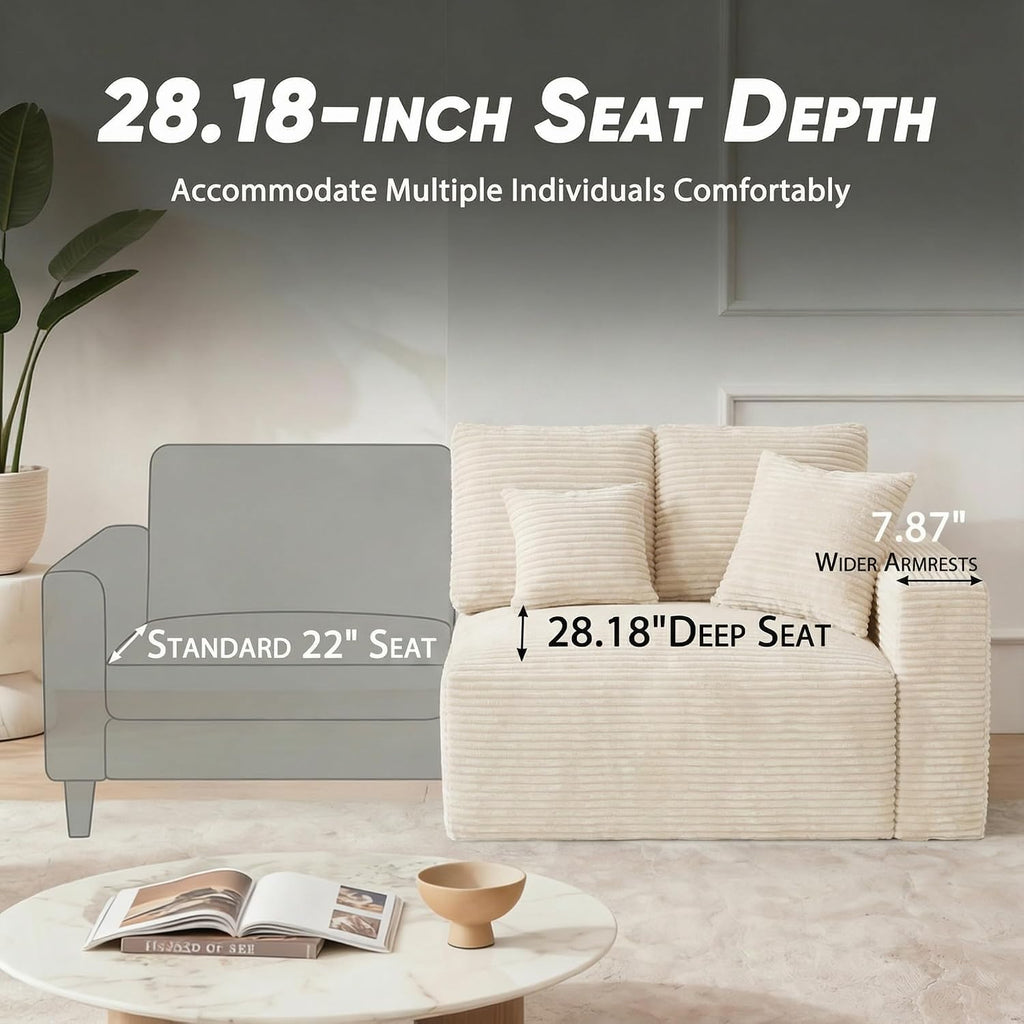 Homall 126' Sectional Couches for Living Room, Modern Fabric Boneless Couch with Deep Seat, Upholstered Cloud Sofa with 2 Ottoman, No Assembly Required (Beige, U Shaped Sofa)