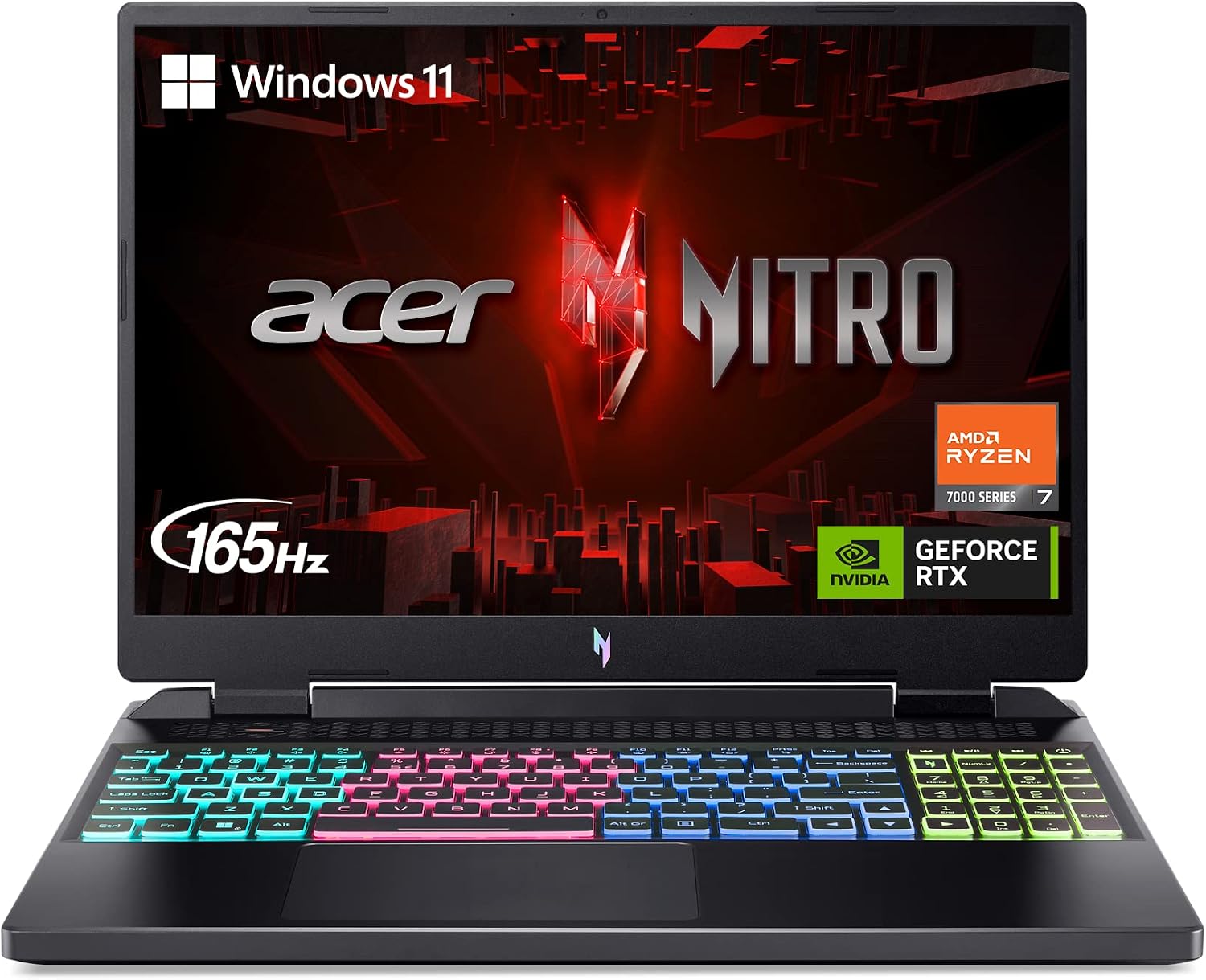 Acer Nitro 16 Gaming Laptop | AMD Ryzen 7 7840HS OctaCore CPU | NVIDIA GeForce RTX 4060 Laptop GPU | 16' WUXGA 165Hz IPS Display | 16GB DDR5 | 512GB Gen 4 SSD | WiFi 6E | RGB Backlit KB | AN16-41-R1WE