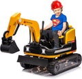 JOYLDIAS 360 Degree Rotating Ride On Excavator and Bulldozer,12V12AH Battery Powered Ride On Toy Backhoe W/Track Design Wheels for All Terrain,Remote Control,MP3,Toolbox for Kids,Parent,Yellow