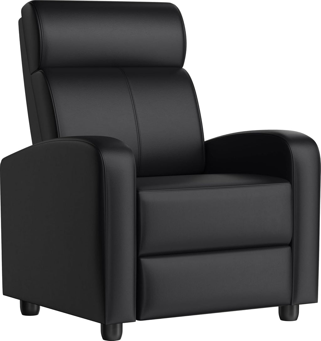Yaheetech Recliner Chair PU Leather Recliner Sofa Home Theater Seating with Lumbar Support Overstuffed High-Density Foam & Pocket Springs, Push Back Recliners Armchair for Living Room