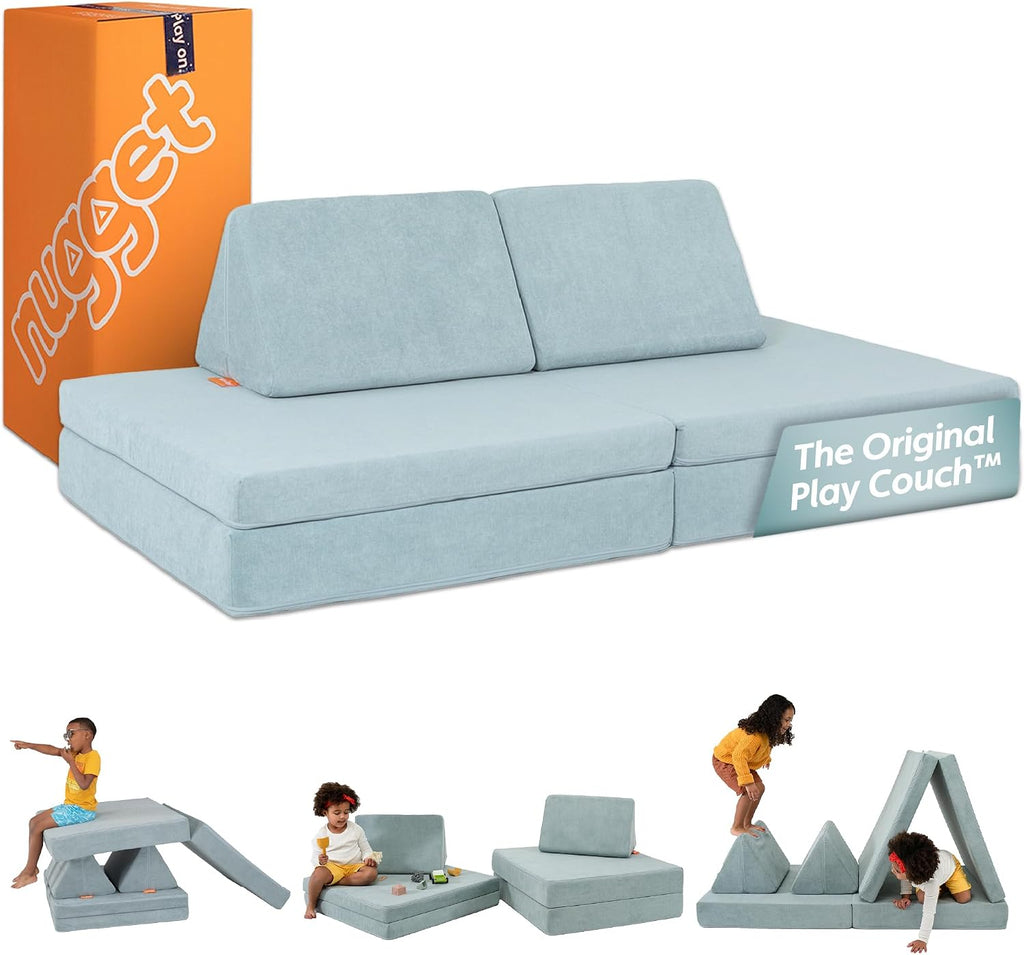 Nugget - The Original Play Couch for Kids - Modular Foam Children's Sofa for Playroom, Imagination, & Creative Open Ended Play - Washable & Convertible Playroom Furniture, Surfside