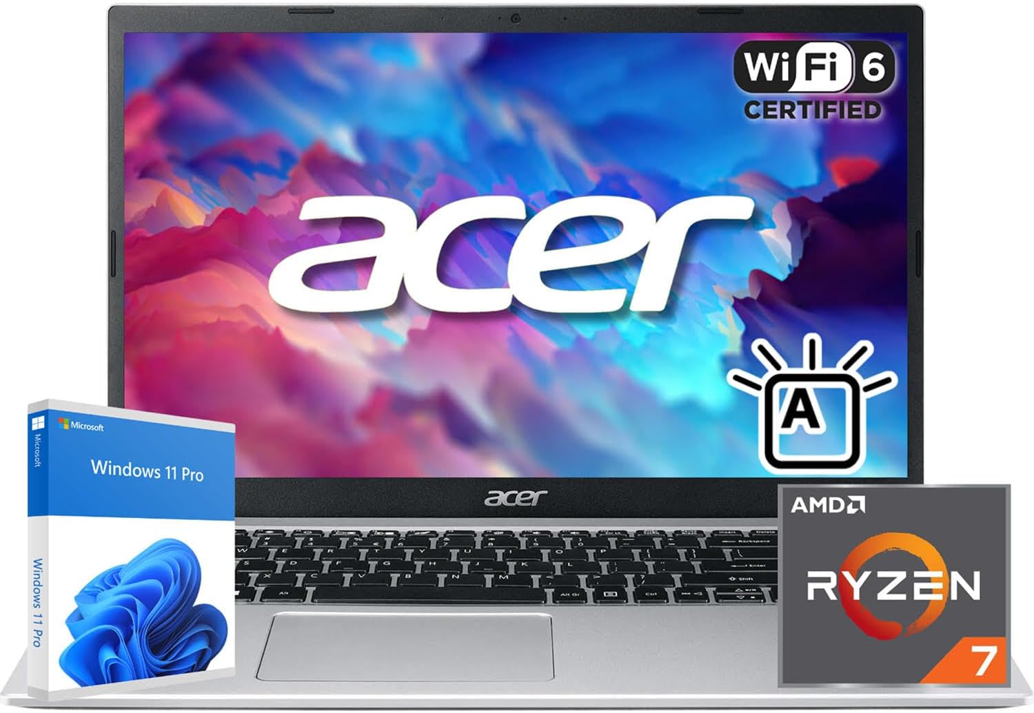 acer Aspire 3 Laptop | AMD Ryzen 7 7730U CPU(Beat Intel i7-1365U) | 15.6' FHD Display | Backlit Keyboard | 32GB RAM | 1TB SSD | Win 11 Pro | School, Business & Productivity