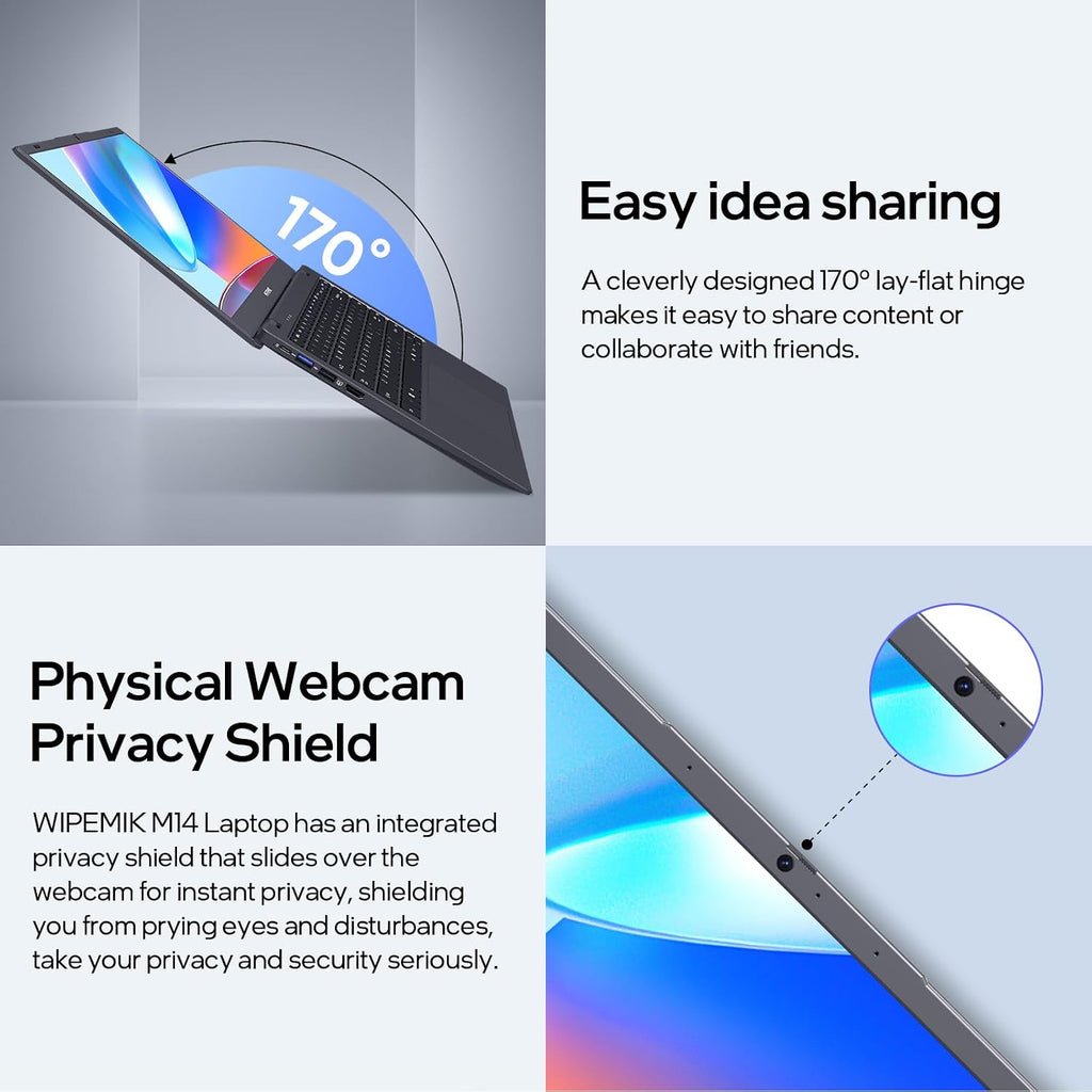 14 Inch Laptop Computer, 8GB RAM Laptop 128GB SSD, Quad-Core N5095 Processor, Win 11 Pro Laptop with HD Display, 2.4G/5G WiFi, Webcam, BT