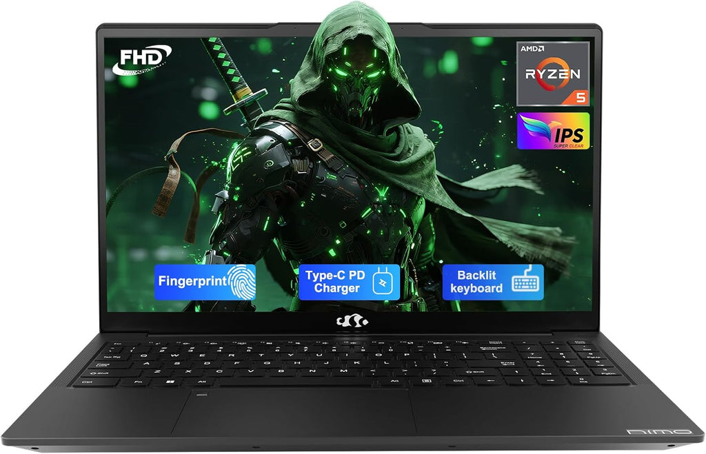 NIMO 15.6'' IPS FHD-Laptop, AMD Ryzen 5, 16GB RAM 1TB SSD (Beat i5-1135G7, 4 Cores Up to 3.7GHz) Student Computer with 2 Years Warranty, 65W Type-C, Fingerprint, Backlit Keyboa d, BT5.2, Numpad