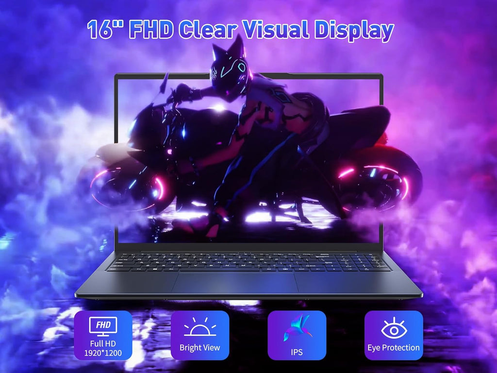 KurieTim 16' FHD Laptop for Business - Intel i7-13620H (10C/16T, Up to 4.9GHz), 32GB RAM, 1TB NVMe SSD Windows 11 Pro Laptops, Backlit KB, Privacy Camera, USB-C, Fingerprint Reader, High-Performance