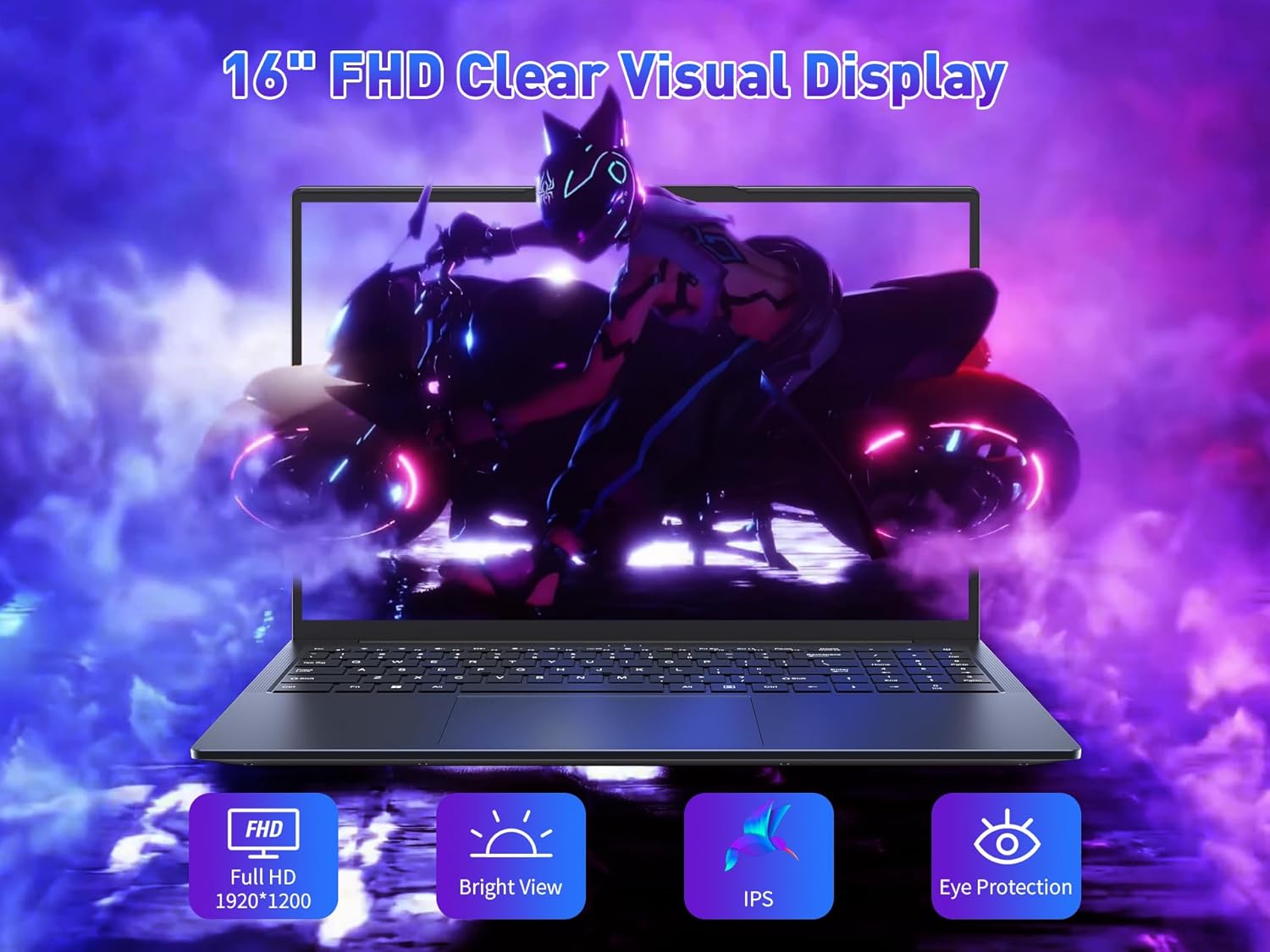 KurieTim 16' FHD Laptop for Business - Intel i7-13620H (10C/16T, Up to 4.9GHz), 32GB RAM, 1TB NVMe SSD Windows 11 Pro Laptops, Backlit KB, Privacy Camera, USB-C, Fingerprint Reader, High-Performance