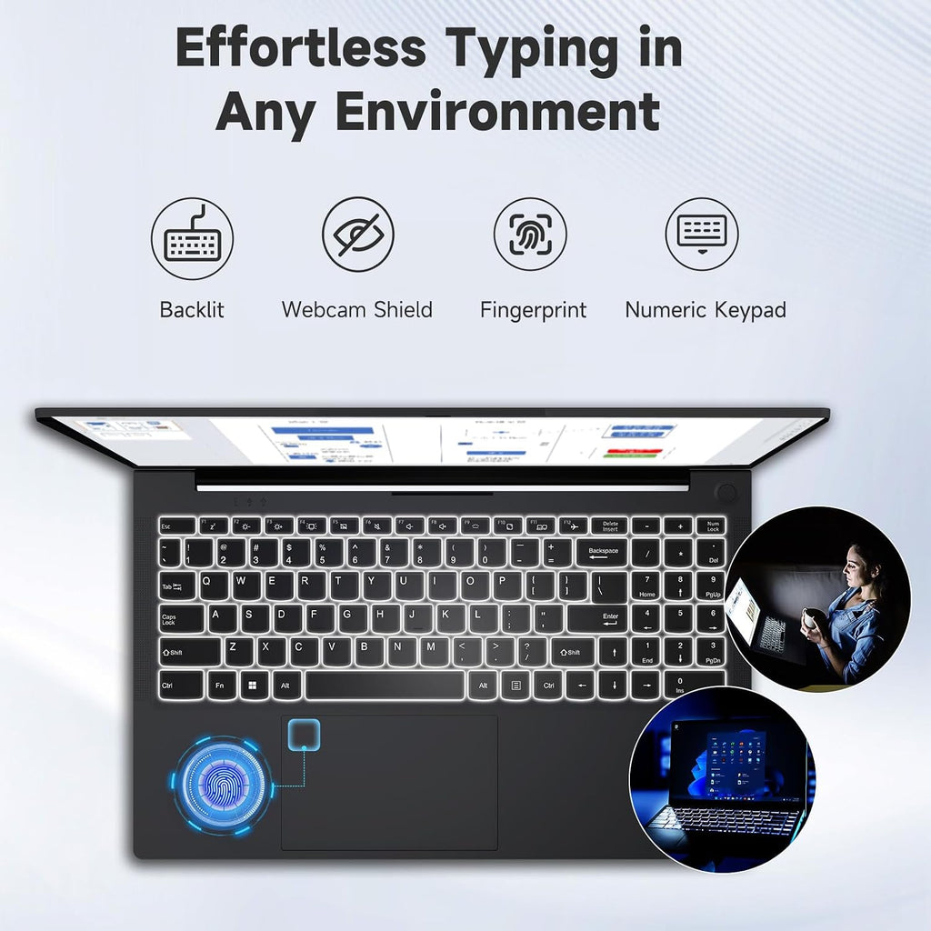 NIMO 15.6' IPS FHD Student Laptop, Intel 6-Core i3-1215U, 16GB RAM, 512GB SSD (Beats R5 7520U, Up to 4.4GHz), 65W Type-C, Backlit Keyboard, Fingerprint, Wi-Fi 6, for Home & Business