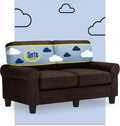 Serta Copenhagen 61' Rolled Arm Sofa, Easy Care Polyester, Soft Pillow Back, Pocket Coil Seat Cushions, Removable Covers, Loveseat or Couch for Small Spaces, Living Rooms or Bedrooms, Brown