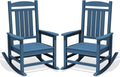 KINGYES Oversized HDPE Patio Rocking Chair Set of 2, Outdoor Rocking Chairs Porch Rocker for Adults, Navy