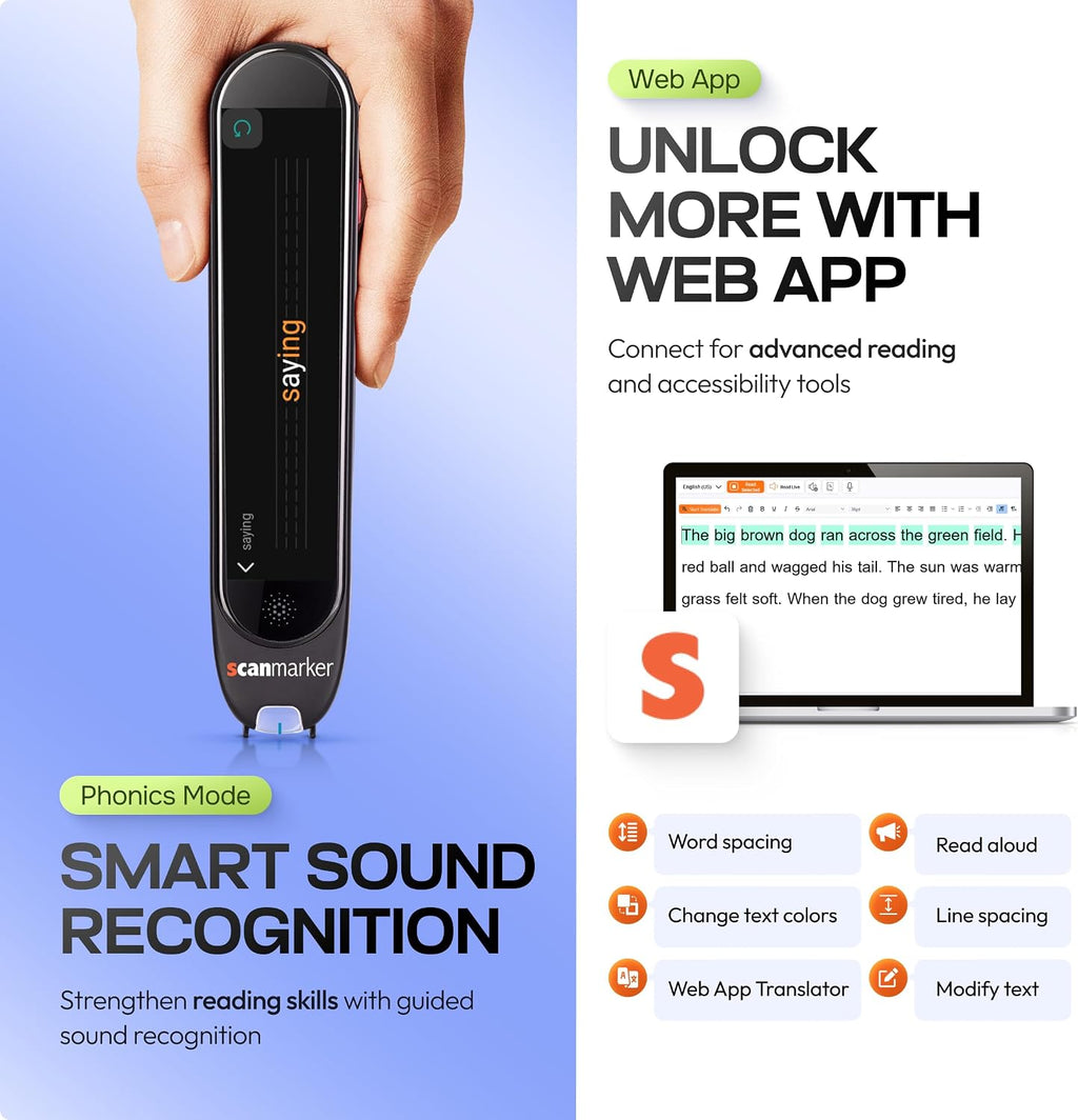 Scanmarker Max Reading Pen – Designed for Classroom Support with Phonics Assistance, Lock Function and Assistive Web App