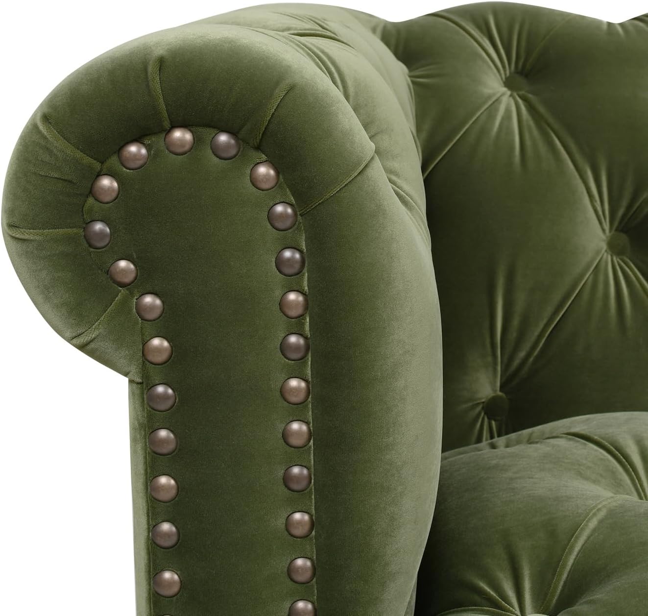 Jennifer Taylor Home Alto 88' Tufted Chesterfield Sofa, Olive Green Performance Velvet